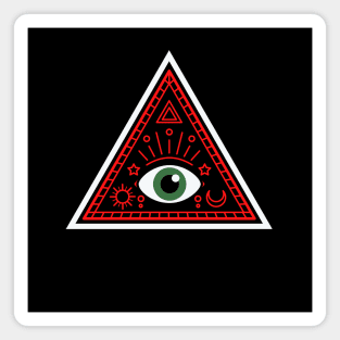 All Seeing eye - red and black with dark green eye Magnet